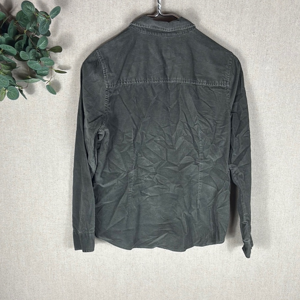 J. Jill > Green Gray Corduroy Button Down Small Petite - Picture 7 of 7